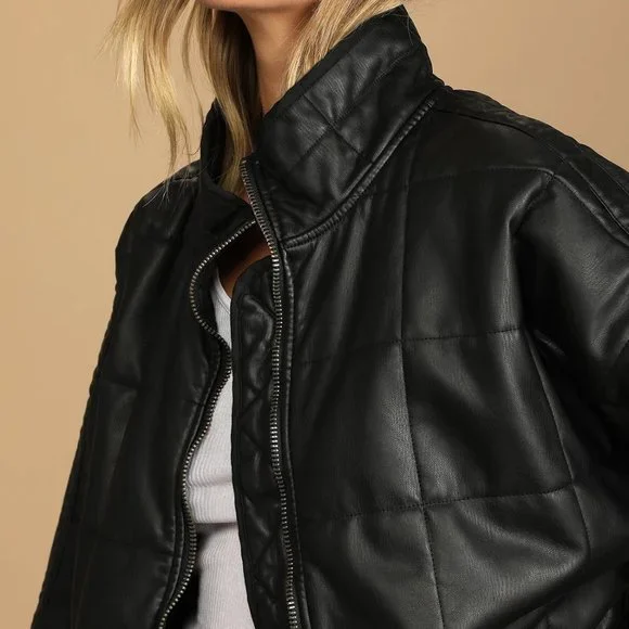 Free People Dolman Quilted Vegan Leather Jacket - Picture 3 of 9